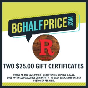 Rackhouse TWO $25.00 Gift Certificates
