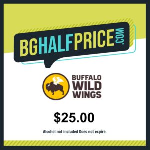 Buffalo Wild Wings $25.00 Gift Certificate